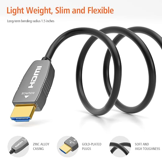 RUIPRO 8K HDMI 2.1b Fiber Optic Cable CL2 Rated 130 Feet 48Gbps 8K60Hz 4K120Hz - Image 5