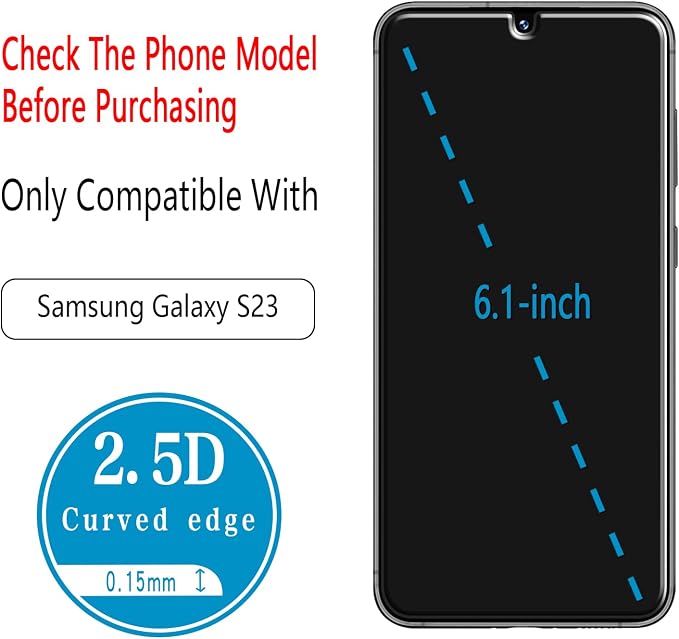 2 Pack Screen Protector for Samsung Galaxy S23 Tempered Glass - Image 3