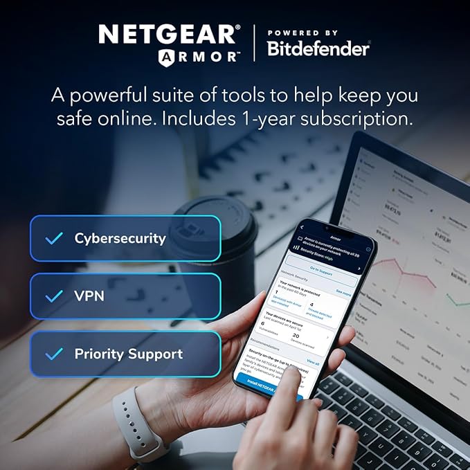 NETGEAR Orbi 970 Series Quad-Band WiFi 7 Router, Security Features, Covers 3 - Image 3