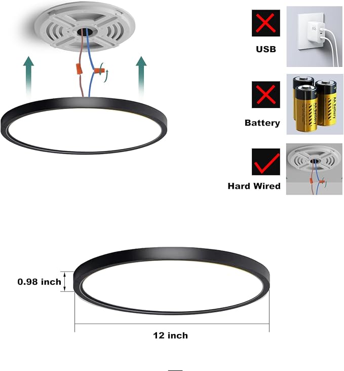 12 Inch Motion Sensor Ceiling Light Indoor, Motion Sensor Fixture Indoor - Image 2