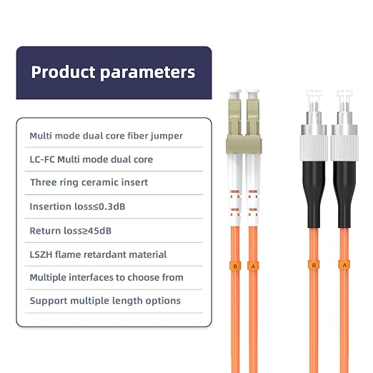 25M/82FT OM1 Fiber Patch Cable, LC/UPC to FC/UPC, 62.5/125μm, 10GB Multimode - Image 4