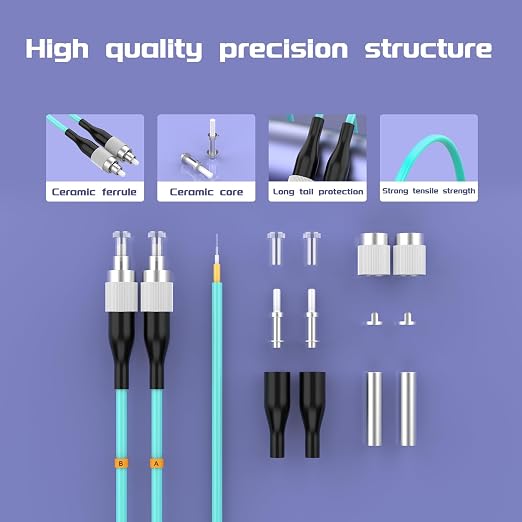 FC/UPC-FC/UPC Fiber Patch Cable OM3 25Meter/82ft 10GB Multimode Jumper Duplex - Image 4