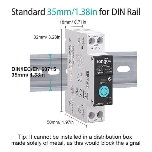 TONGOU ZigBee DIY Smart Switch 16A| DIN Rail Switch| 1P+N 90-240VAC| Real-time - Image 2