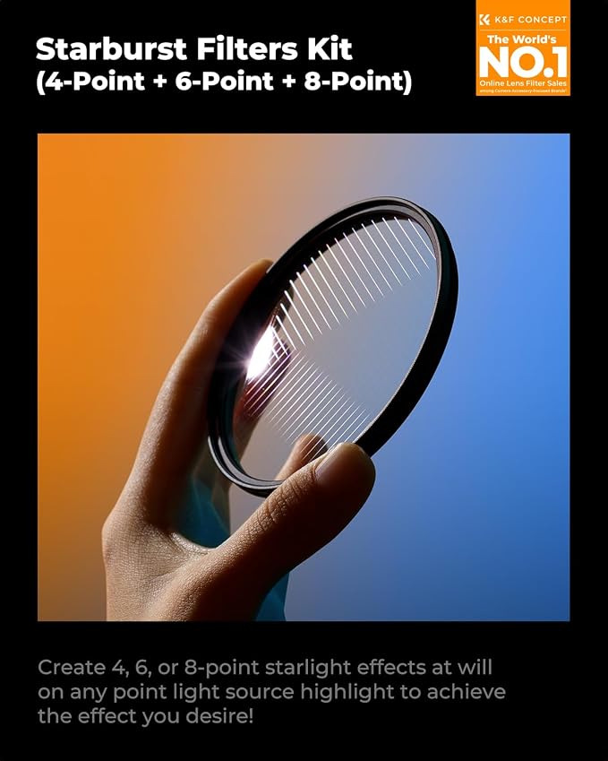 K&F CONCEPT 82mm Star Filters Kit 4 Points 6 Points 8 Points Cross Screen - Image 2