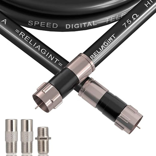 100ft RG6 Coaxial Cable Black, 75 Ohm Coax Cable by RELIAGINT