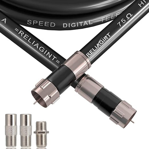 35ft RG6 Coaxial Cable Black, 75 Ohm Coax Cable by RELIAGINT