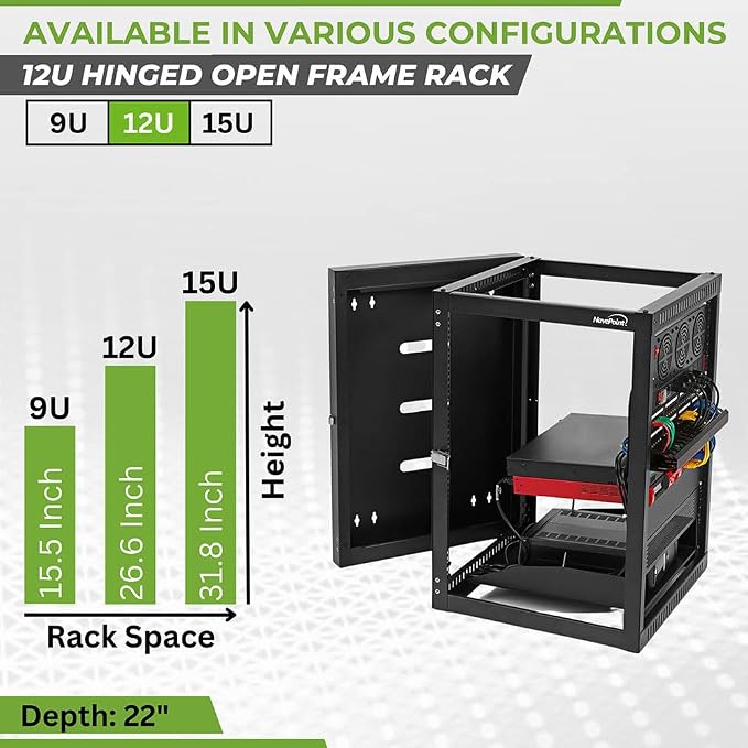 NavePoint 12U Wall Mount Server Rack - Image 3