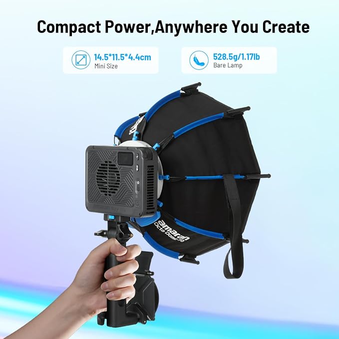 amaran Ray 60c RGB Video Light, 60W Portable Studio Light CCT 1, 3910Lux/1m - Image 2