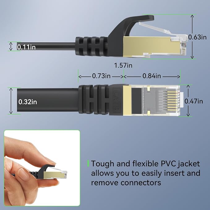BUSOHE Cat 8 Ethernet Cable 50 FT, 40Gbps 2000MHz Cat8 High Speed Flat Internet - Image 6