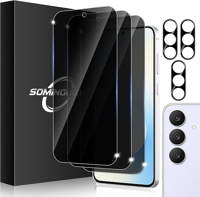 3+3 Pack for Samsung Galaxy S25 FE 5G Privacy Screen Protector & Phone Camera by SOMINGUIZN