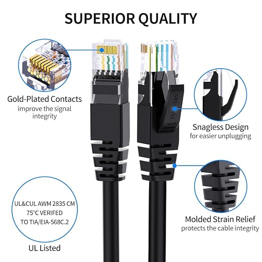 Cat 6 Ethernet Cable 15 ft Network RJ45 Unshielded Cat6 Patch Cable Internet - Image 3