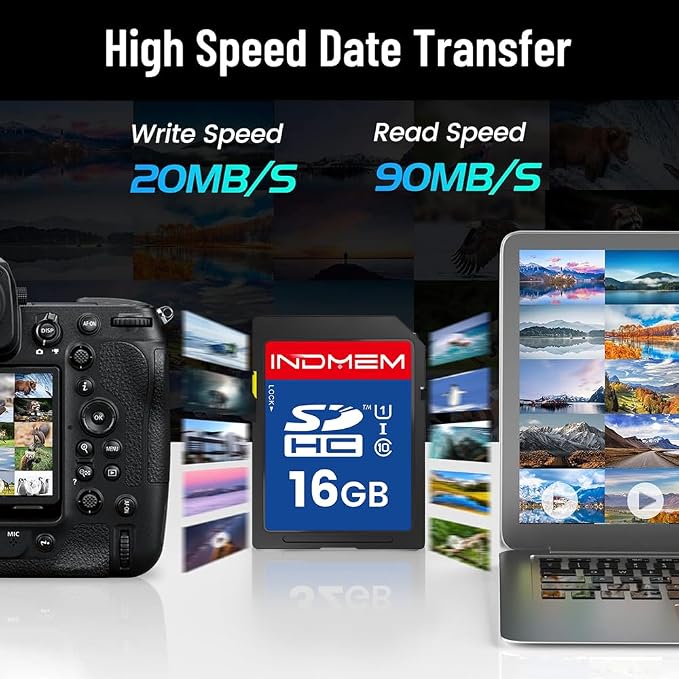16GB SD Card, 2 Pack SDHC Flash Memory Cards UHS-I U1 Class 10 High-Speed Full - Image 2