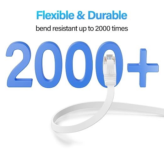 Cat 6 Flat Ethernet Cable 20 FT, UTP 10Gbps High-Speed Cat6 Ethernet Cable - Image 4