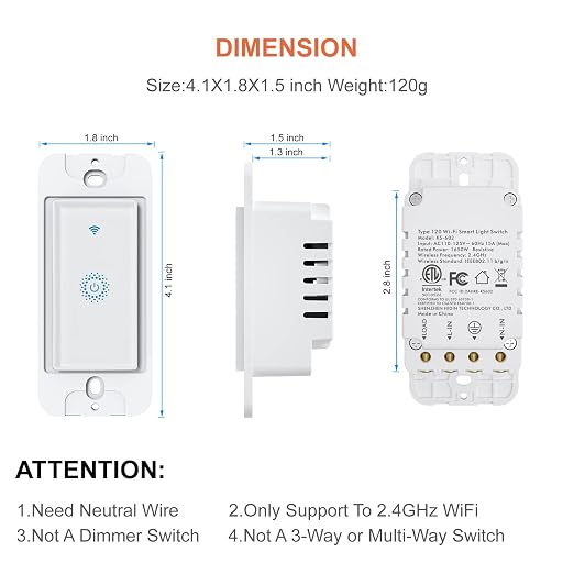 Smart Switch, Smart Light Switch, Single-Pole, No Hub Required, Neutral Wire - Image 3