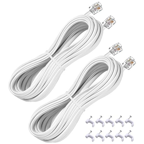 15FT Telephone Extension Cord Cable, Landline Phone Line Wire by YIENFBEV