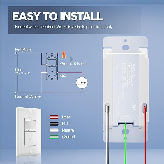 ECOELER Motion Sensor Dimmer Switch, Digital Dimmer Light Switches - Image 7