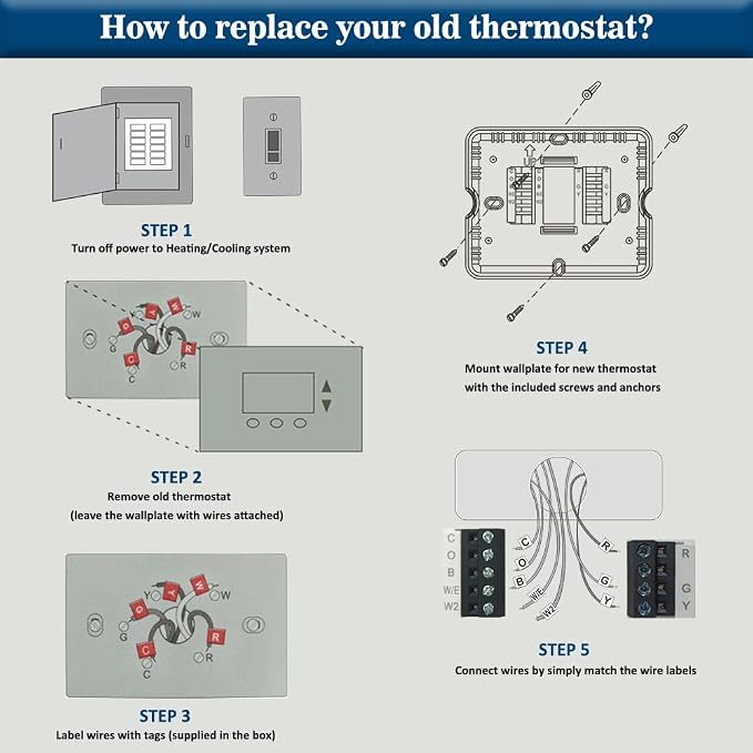 Thermostat for Heat Pump, NonProgrammable Thermostat for Home, Conventional - Image 5