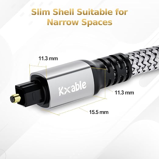 Kxable Optical Audio Cable 12 FT, Digital Audio Cable, Toslink Fiber Optic Cord - Image 6