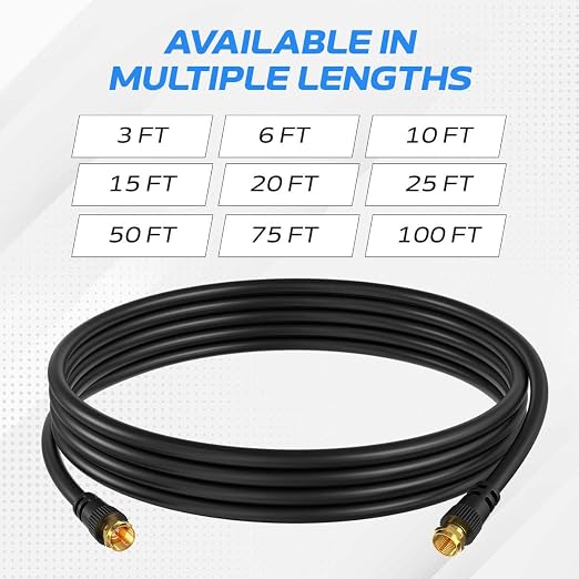 Cables Direct Online Coaxial Cable 100FT Black Coax RG6 Male F Type Extension - Image 4