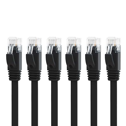 Yauhody CAT 6 Ethernet Cable 3ft 6-Pack Black, High Speed Solid Flat CAT6 by Yauhody