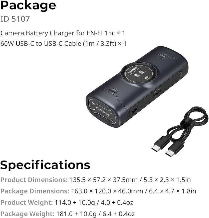 SMALLRIG EN-EL15c Battery Charger - Image 9