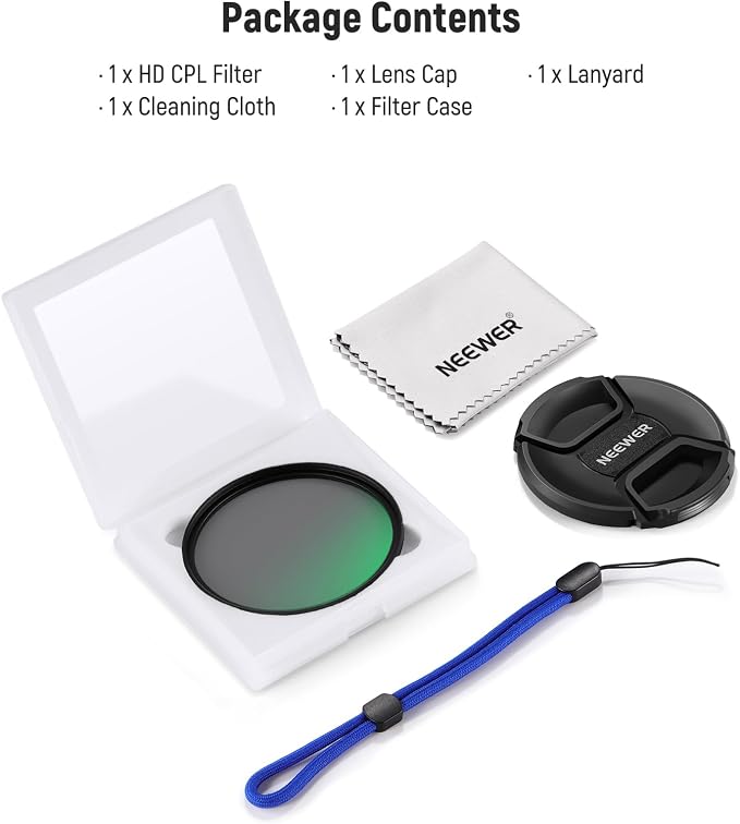 NEEWER 55mm CPL Filter with Lens Cap, Ultra Thin Circular Polarizing Filter - Image 8