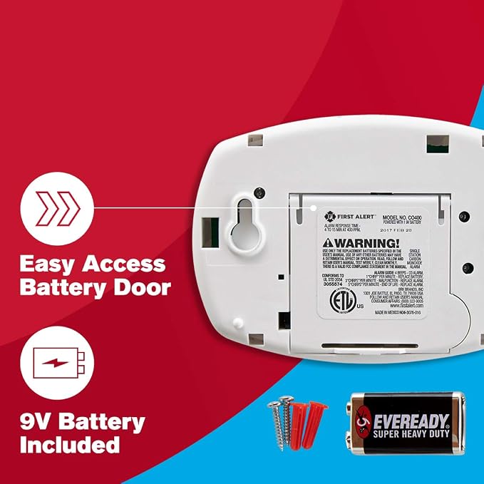 First Alert CO400 Carbon Monoxide Detector, Battery Operated Alarm - Image 3
