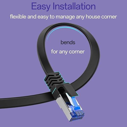 Cat8 Flat Ethernet Cable 10 FT Indoor & Outdoor, Invisable Ultra-Thin Ethernet - Image 5