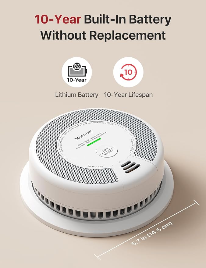 X-Sense Smoke Detector Carbon Monoxide Alarm Combo 10-Year Battery, UL 217 & UL - Image 3