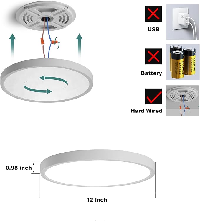 12 Inch Motion Sensor LED Ceiling Light Wired, Closet Lights Motion Activated - Image 2