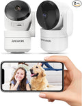 2 Pack Indoor Wired Security Cameras, 360° WiFi Camera by AMOROM