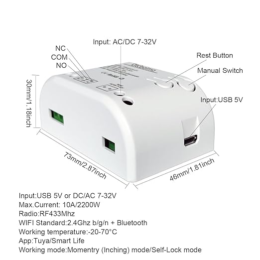 Smart WiFi Wireless Relay Switch Module, Tuya 1CH AC 85-250V/ USB 5V Smart Life - Image 7