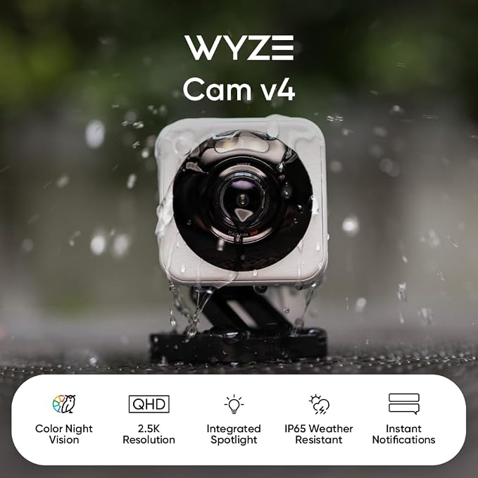 WYZE Cam v4, 2.5K HD WiFi Smart Home Security Camera, Indoor/Outdoor, Motion - Image 2