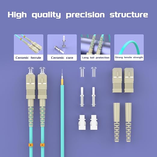 SC/UPC to FC/UPC Fiber Patch Cable OM3 100Meter/328ft 10GB/Gigabit Multimode - Image 4