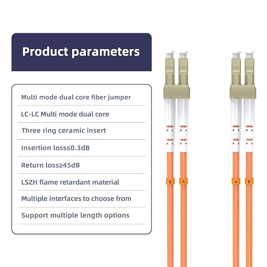 Om1 LC to LC Fiber Patch Cable, 70M/229FT Multimode Duplex 62.5/125µm Fiber - Image 3
