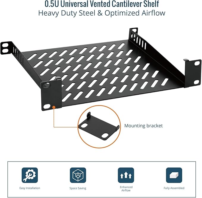 Tecmojo 2 Pack 0.5U Rack Mount Shelf - Image 6