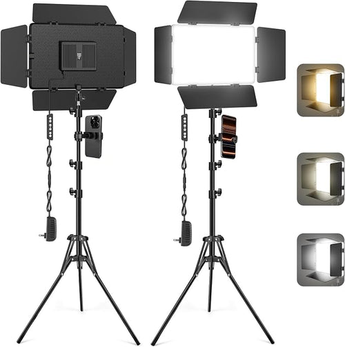 2 Pack LED Video Light with Barndoor, 20W Bi-Color LED Studio Lights Panel by Unknown