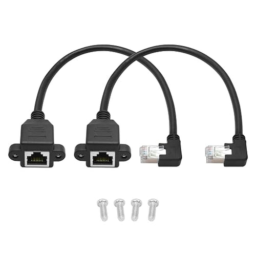 2Pcs 90 Degree Cat6 Ethernet Extension Cable 1FT, Left Angle RJ45 Male to by Maixbomr