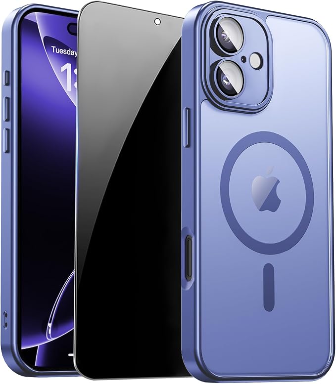 for iPhone 16 Case with Privacy Screen Protector and Camera Protection by ZOZDOKG