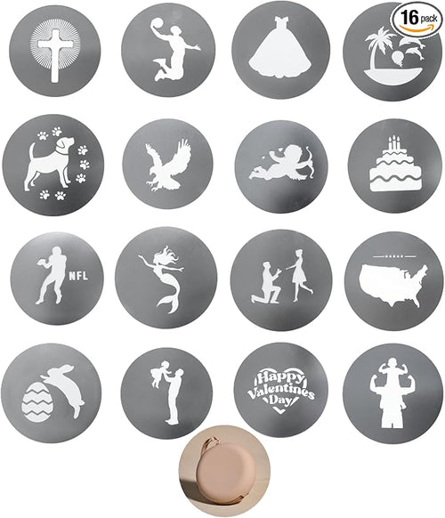16Pcs Unique Round Gobos Kit for Optical Snoot, 86mm/3.4in Metal Plate Patterns by ZALUNERO