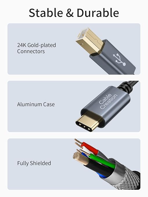 CableCreation USB B to USB C Printer Cable 6.6FT, Type B to Type C Printer Cord - Image 4