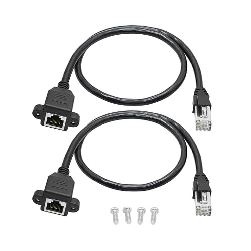 2Pcs Cat6 Shielded Ethernet Extension Cable 1FT, RJ45 Male to Female Panel Mount by Aurorapath