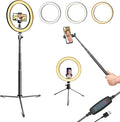 10" Selfie Ring Light with 10" Stand and 60" Selfie Stick, 3 Color Light by SHSYLVSEZM