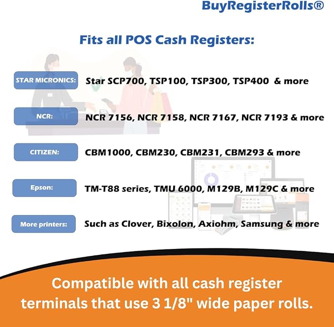 BPS Free Thermal Paper 3 1/8" x 230 ft Climate Friendly Receipt Rolls fits all - Image 4