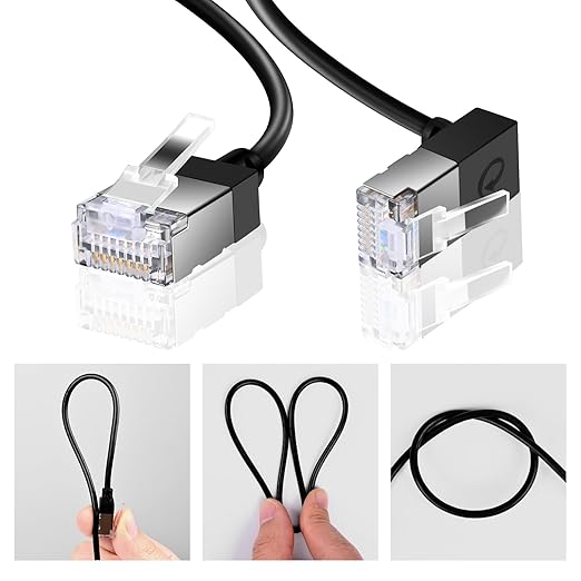 90° Downward Angled Cat 6A Ethernet Ultra Slim Cable 1.6 Feet 2Pack, Flexible - Image 3
