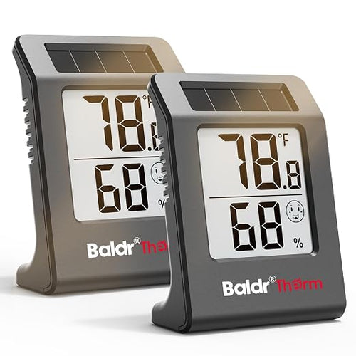2.2'' Digital Thermometer and Hygrometer Meter, Solar-Powered Indoor by BaldrTherm