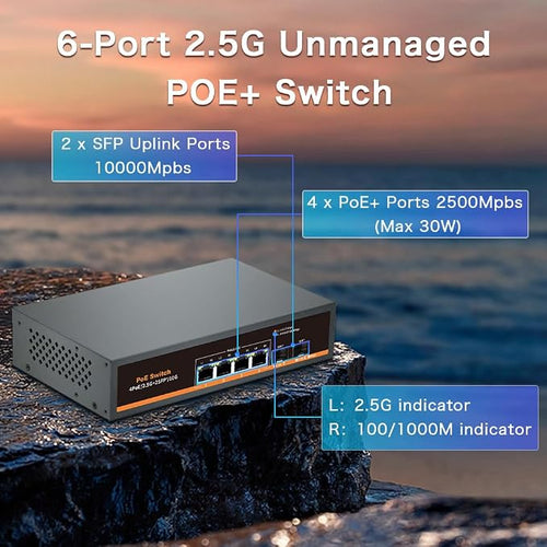 2.5G Unmanaged PoE Switch with 4 x 2.5G Base-T Ports and 2 x 10G SFP Uplink Port - Image 2