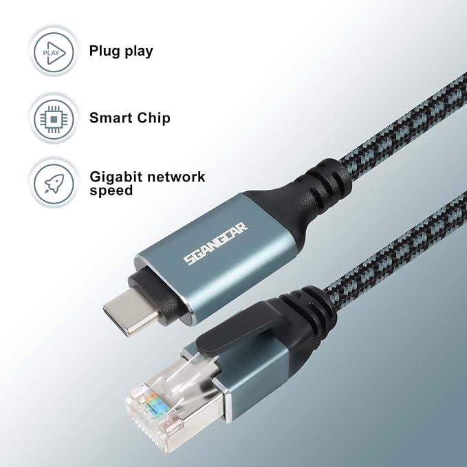 USB C to Ethernet Cable, 20 Feet Type C to Gigabit Ethernet Cable, USB C to - Image 5