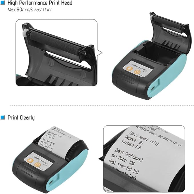 Thermal Receipt Printer, PT-210 58mm Portable Thermal Printer Handheld Ticket - Image 7