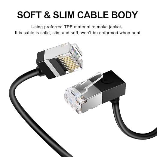 90° Downward Angled Cat 6A Ethernet Ultra Slim Cable 6.6 Feet 2Pack, Flexible - Image 2